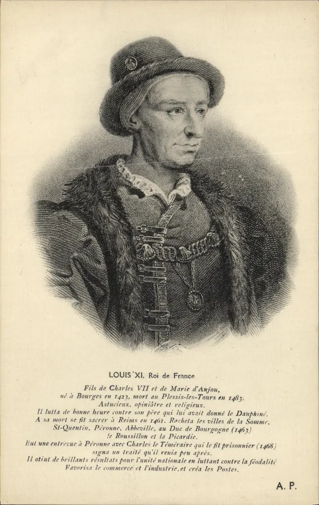 Louis XI, König von Frankreich — gestochenes Portrait — A.P. - Vorderseite