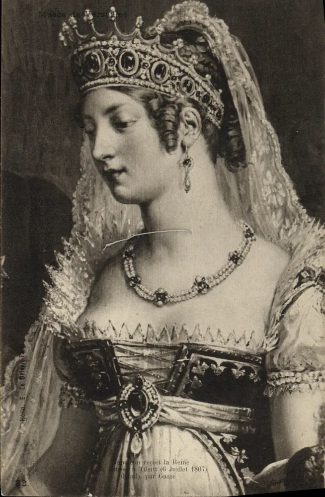 Napoleon empfängt die Königin von Preußen in Tilsitt (6. Juli 1807) — Detail, von Gasse — Musée de Versailles - Vorderseite
