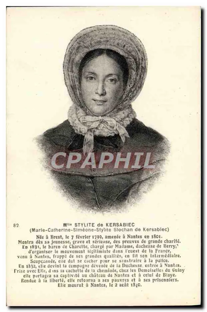 Madame Stylite de Kersabiec — Retrato — Editor Chapeau, Nantes, n°82 - Frente
