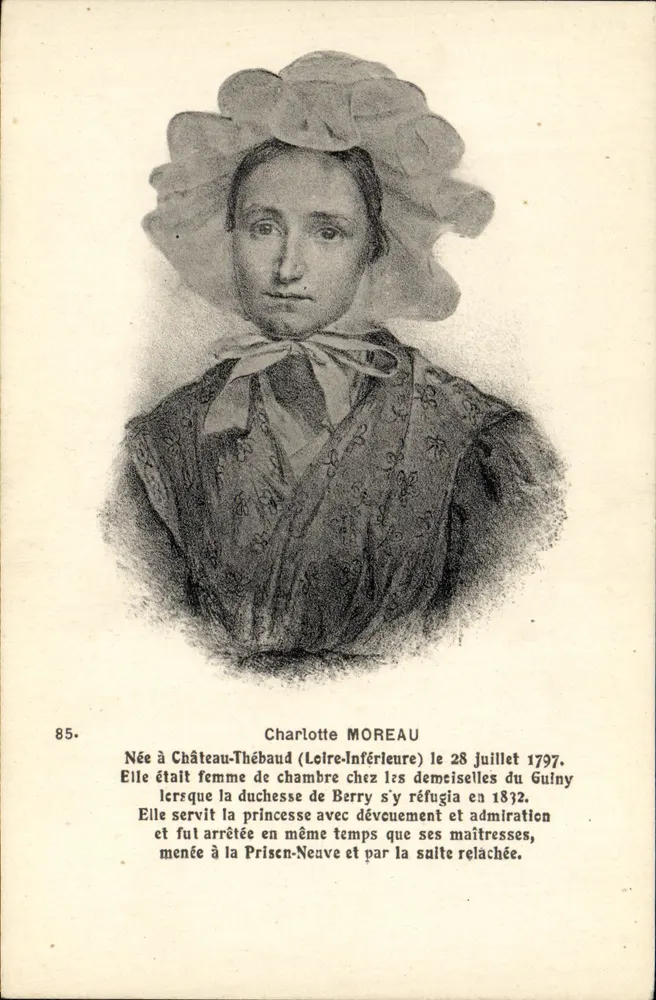 Charlotte Moreau — dama de companhia da duquesa de Berry — F. Hapeau, Nantes - Frente
