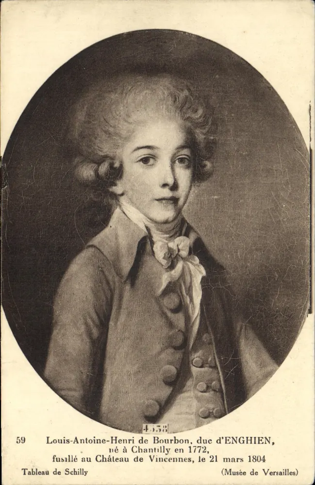 Louis-Antoine-Henri de Bourbon, Herzog von Enghien — 1804 im Schloss Vincennes hingerichtet — Gemälde von Schilly, Musée de Versailles - Vorderseite