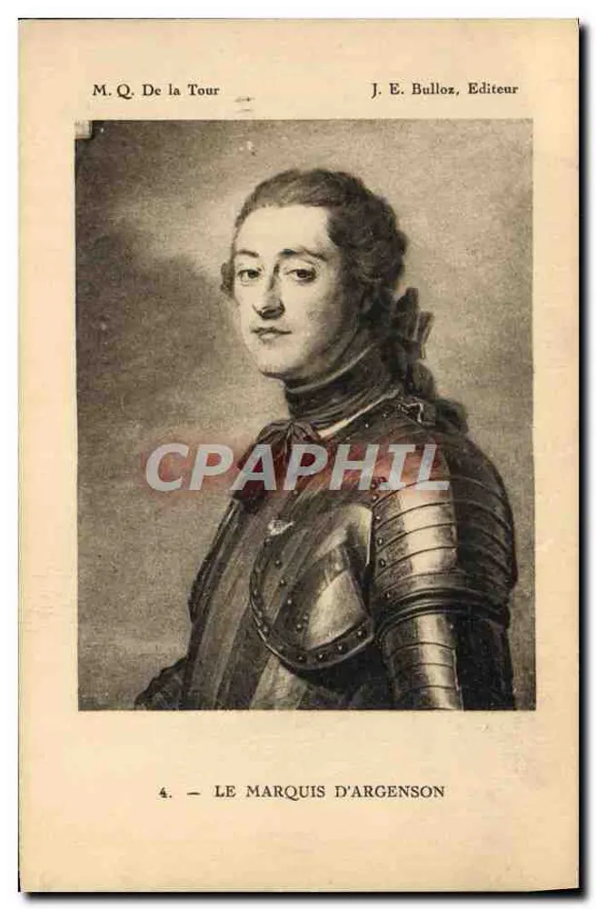 O Marquês d'Argenson — retrato em armadura — J. E. Bulloz, Editor - Frente