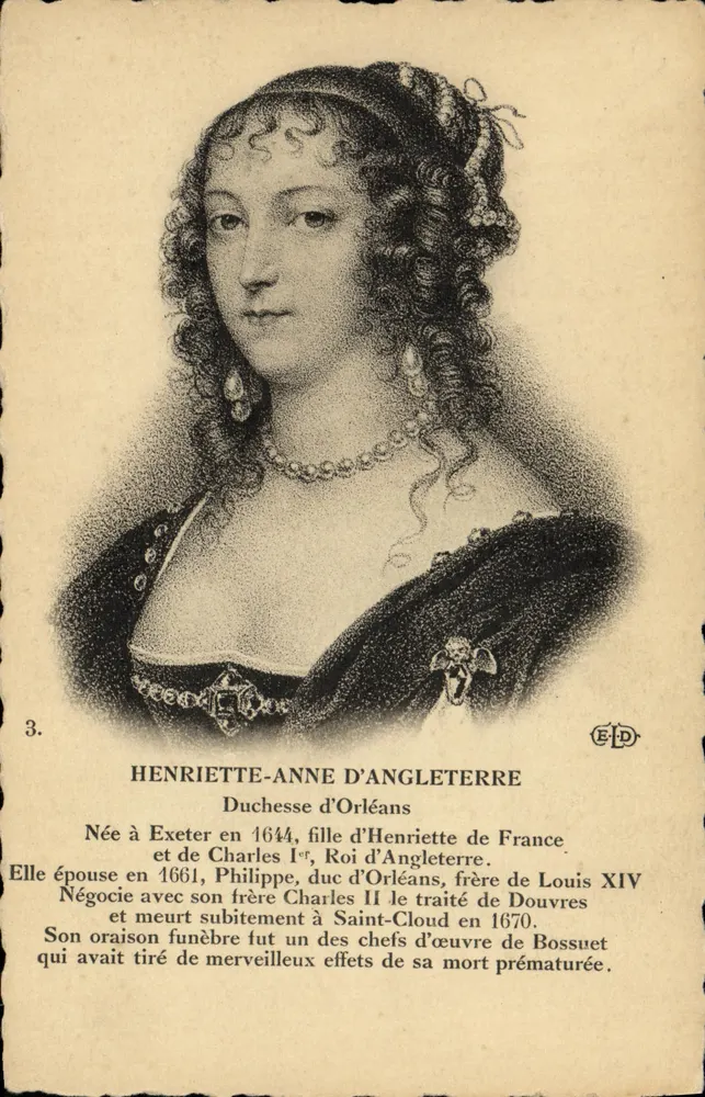 Henriette-Anne von England — Herzogin von Orléans — Verlag E.D. Nr. 3 - Vorderseite