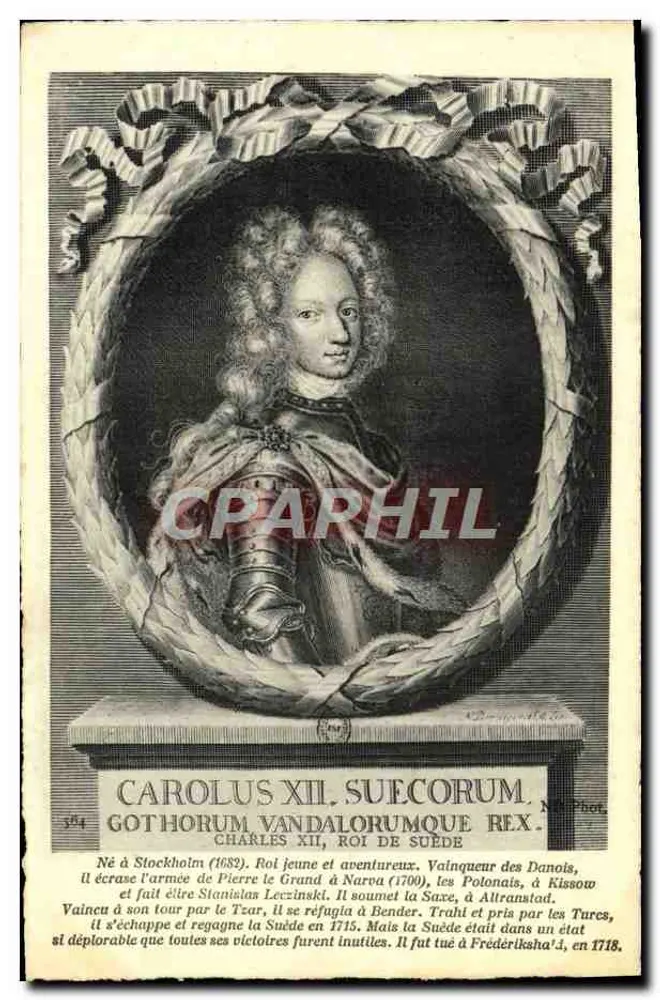 Carlos XII da Suécia — retrato gravado — editor N° 795 - Frente