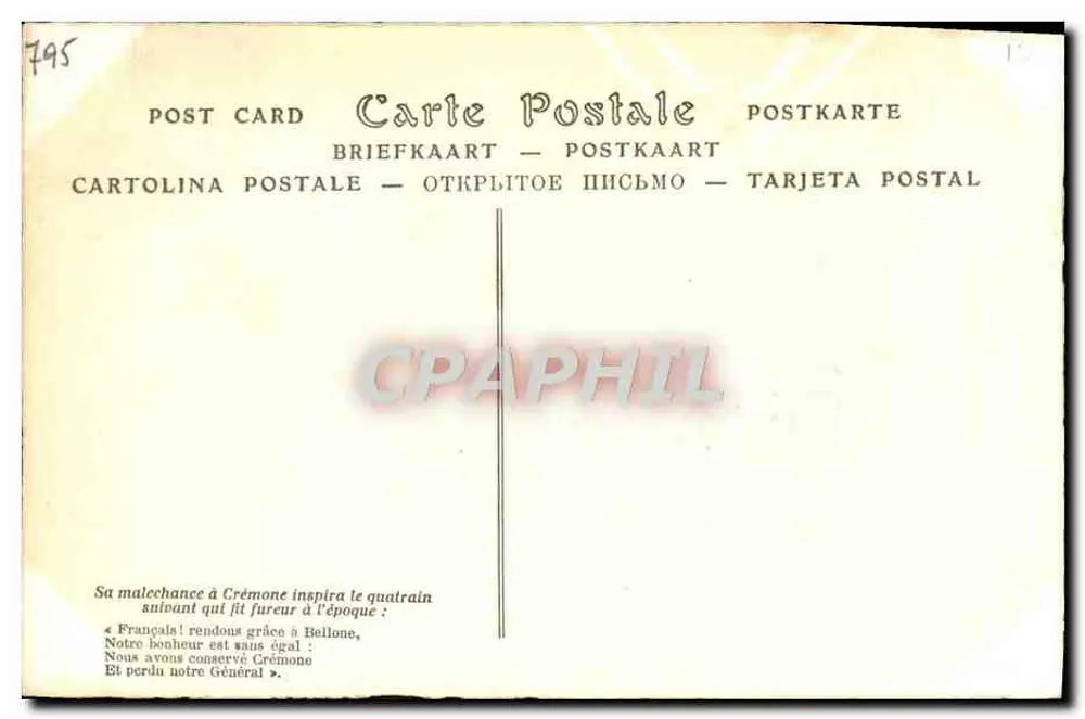 François de Neufville, Duc de Villeroi — gravierter Porträt — unbekannter Verlag, Seriennummer nicht sichtbar - Rückseite