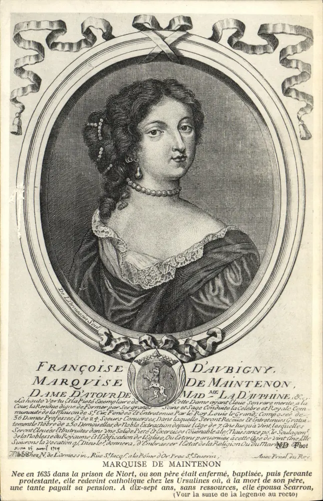 Françoise d'Aubigné, Marquesa de Maintenon — retrato gravado — fototipia ND Phot - Frente