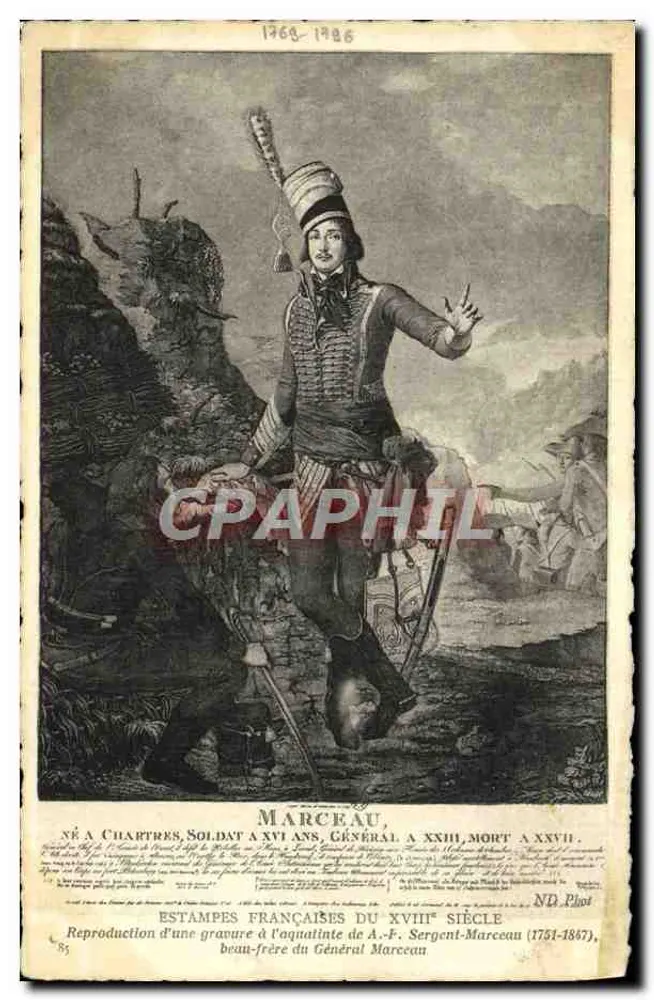 मार्से, फ्रांसीसी सेना के जनरल — ए.-एफ. सर्जेंट-मार्से (1751-1887) के एक छाप की प्रति — छापकर्ता एनडी फोटो - आगे