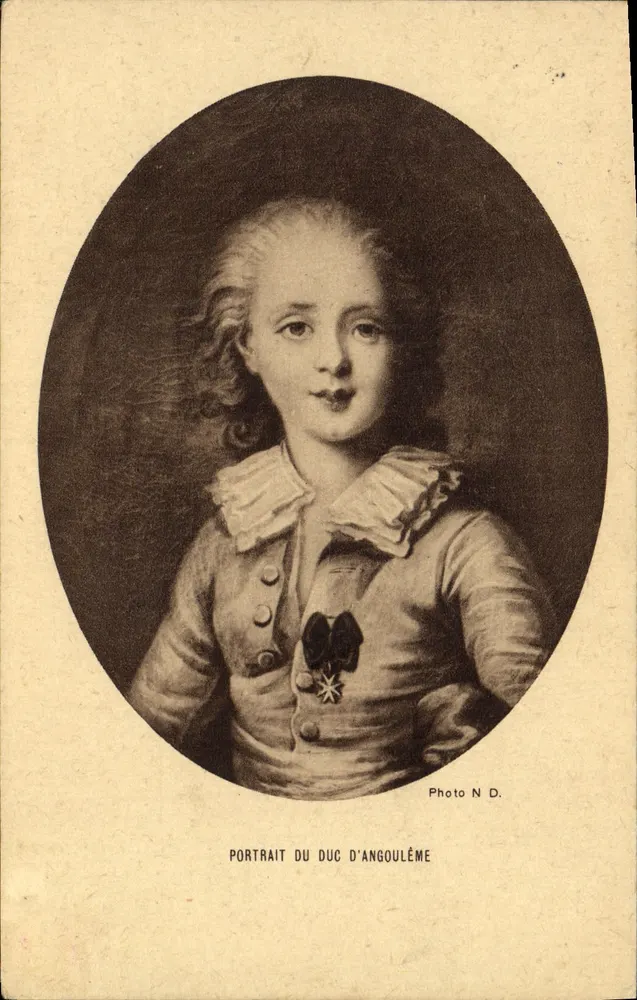 Portrait du Duc d'Angoulême — jeune enfant en costume d'époque avec ordre — Photo N.D. - Awers