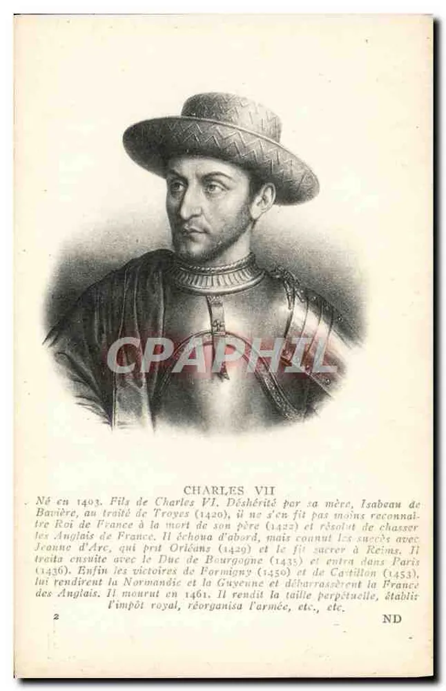 Carlos VII — rei da França — editor Levy & Neurdein, Paris - Frente