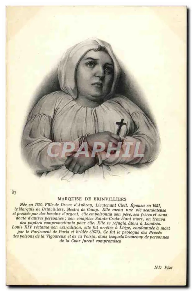 Marquise de Brinvilliers — kurze Geschichte — ND Phot, n° 87 - Vorderseite