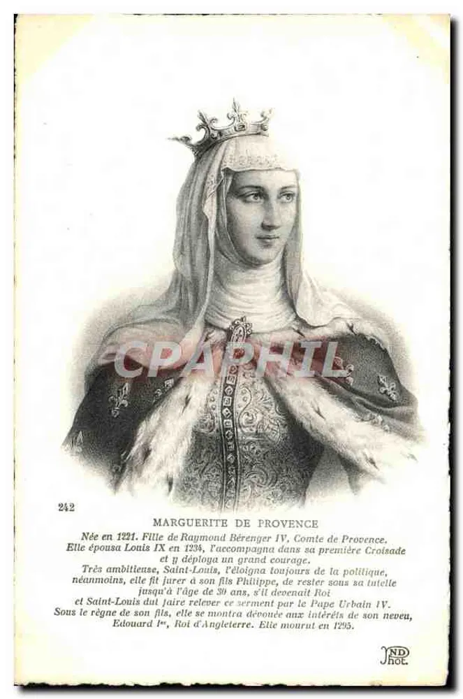 Marguerite de Provence — Rainha da França — JND Hol. n°242 - Frente