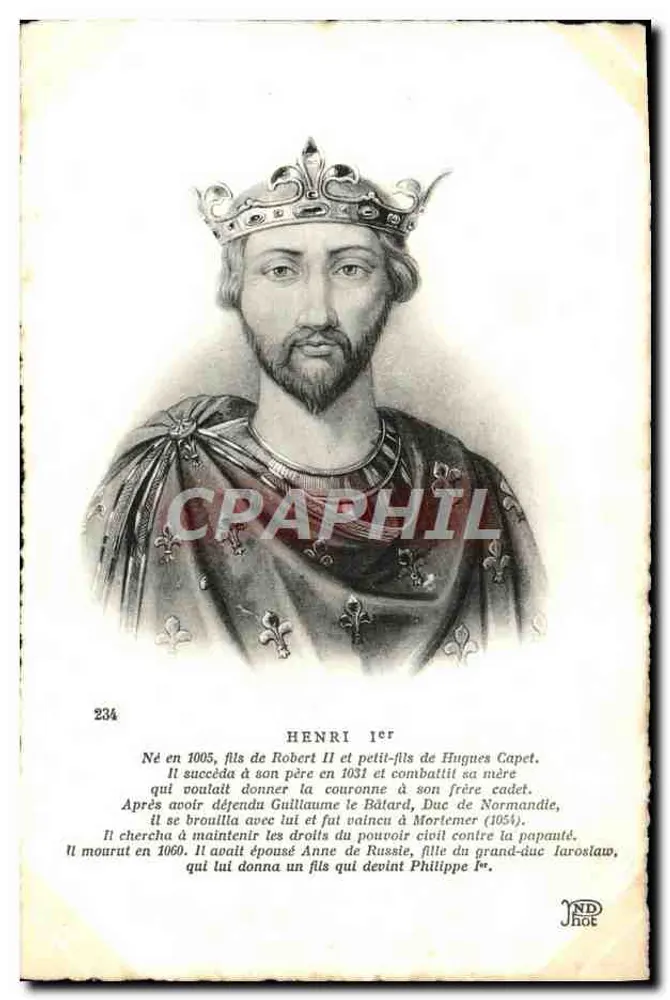 Henri Ier — rei da França — JND HAGT, n° 234 - Frente