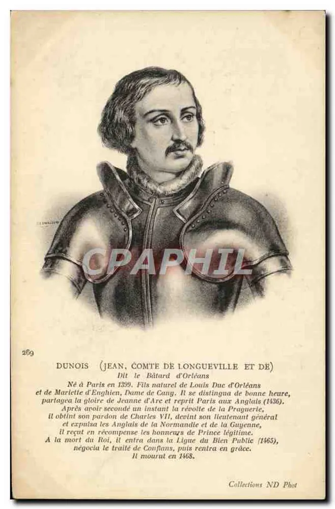 Jean, Graf von Longueville und genannt der Bastard von Orléans — historisches Portrait — Collections ND Phot, n° 269 - Vorderseite