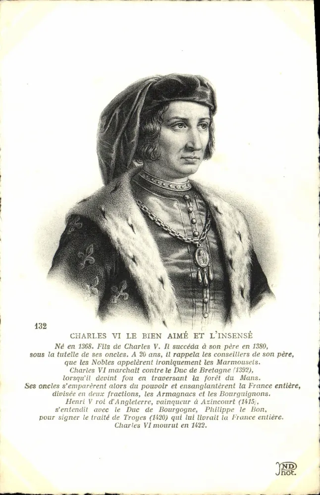 Charles VI der Geliebte und der Wahnsinnige — Gravur — JND hot. n°132 - Vorderseite
