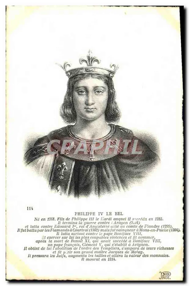 Philippe IV der Schöne — Kupferstich — Verlag JND. Roc, n° 114 - Vorderseite