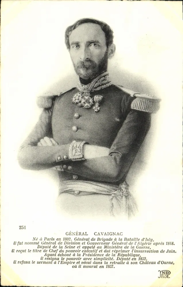 Geral Cavaignac — retrato militar — ND Phot. n°251 - Frente