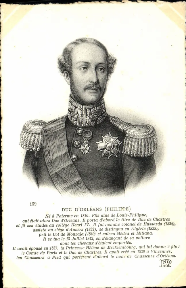 Herzog von Orléans (Philippe) — militärisches Portrait — JND hot. n°139 - Vorderseite