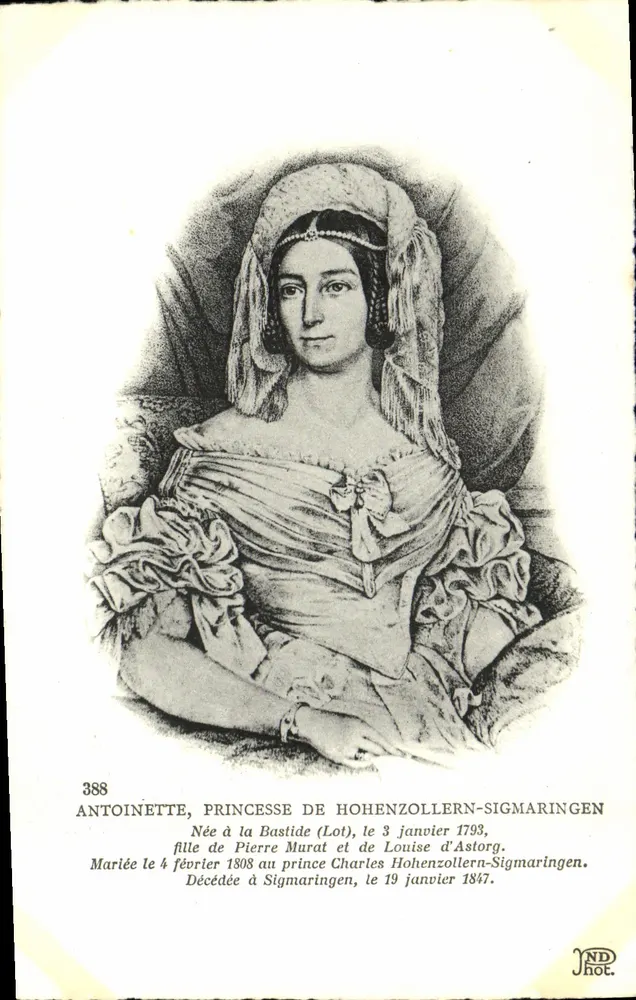 Antoinette, Prinzessin von Hohenzollern-Sigmaringen — gravuriertes Portrait — Verleger JND hot. n° 388 - Vorderseite