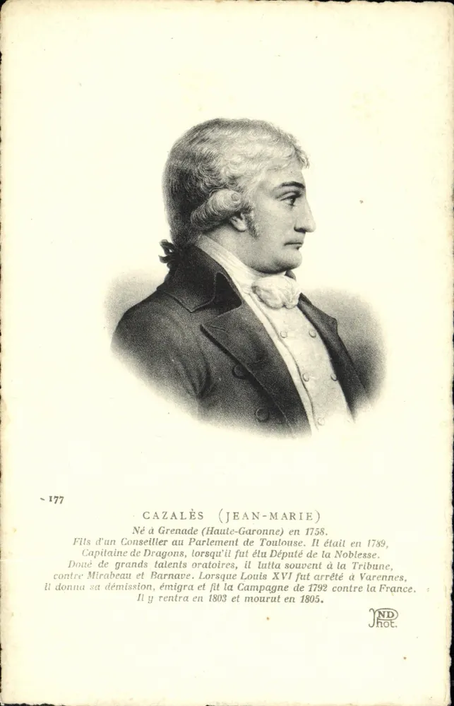 Jean-Marie Cazalès — Graviertes Portrait — ND Phot. - Vorderseite