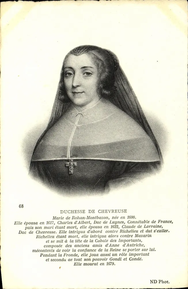 Duquesa de Chevreuse — Marie de Rohan-Montbazon, nascida em 1600 — ND Phot. n° 68 - Frente