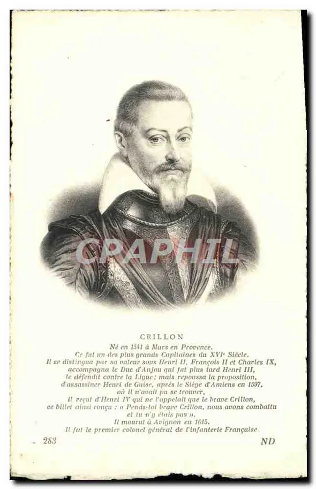 Crillon — Frans generaal van de 16e eeuw — Uitgever Lévy et Neurdein, n° 283 - Voorkant