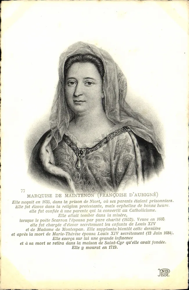Marquise de Maintenon (Françoise d'Aubigné) — gravuriertes Portrait — Verleger ND, n° 77 - Vorderseite