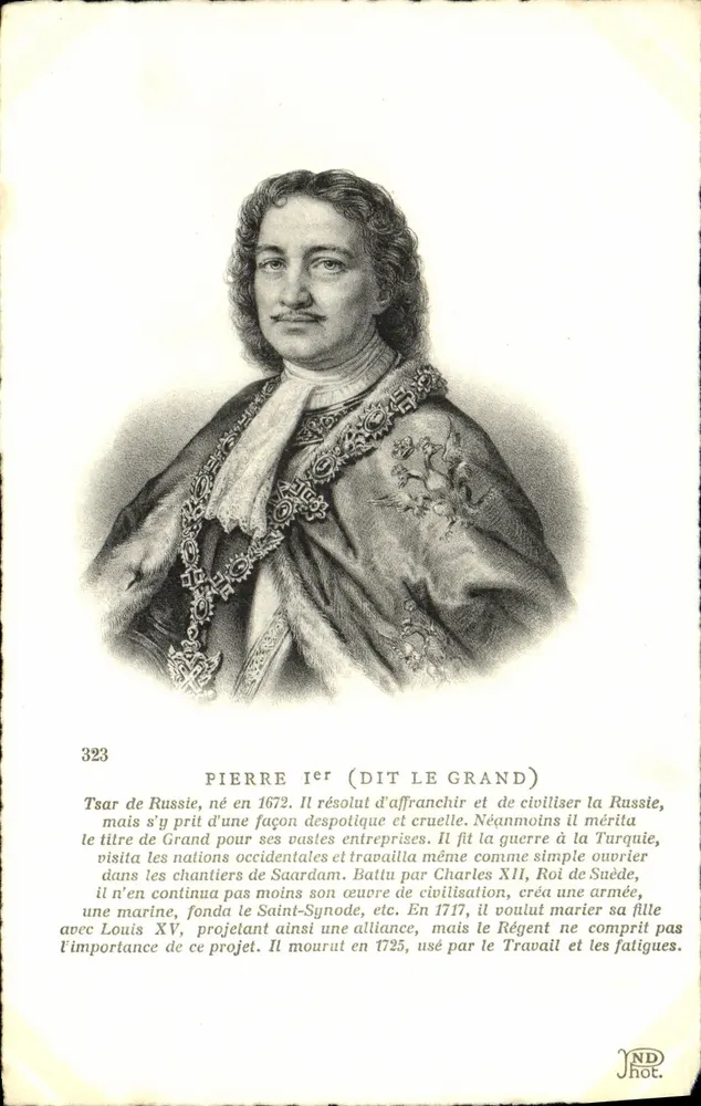 Pierre I (genannt der Große) — Zar von Russland, gravierter Porträt — JND hot. n°323 - Vorderseite