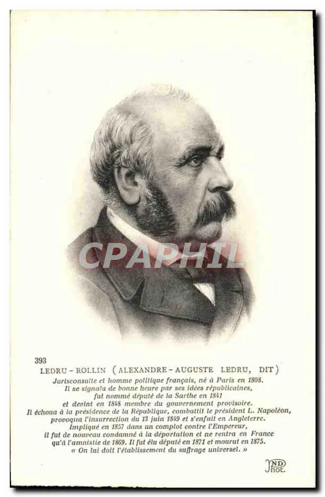 Alexandre-Auguste Ledru-Rollin — retrato — J. N. D. Hol. n° 393 - Frente