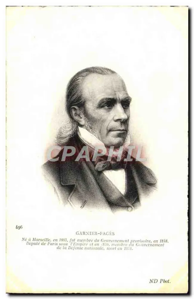 Garnier-Pagès — Graviertes Portrait — ND Pbot. n° 496 - Vorderseite