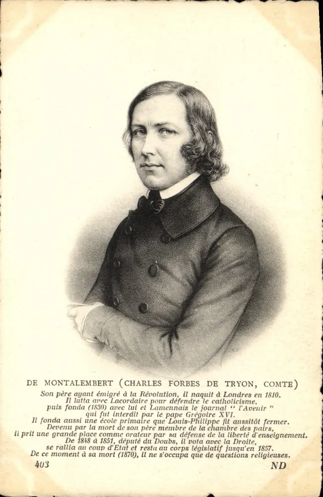 Charles Forbes de Tryon, conde de Montalembert — retrato gravado — editor ND, n° 403 - Frente