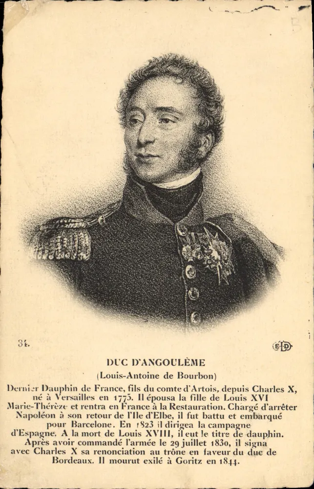 Duc d'Angoulême — Louis-Antoine de Bourbon — Éditeur E.D. n°34 - Frente