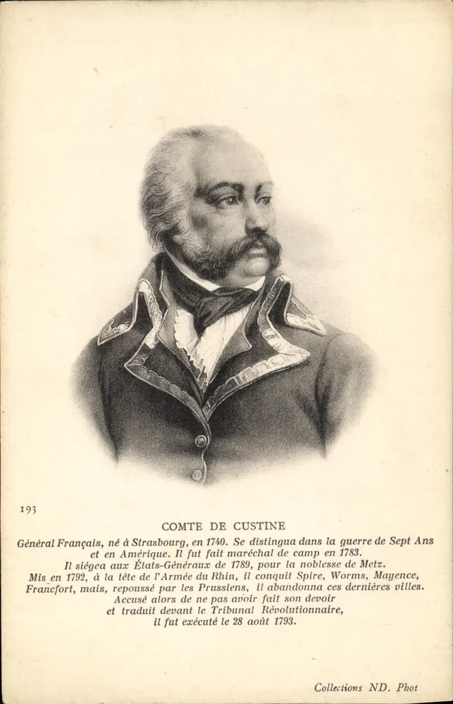 Conde de Custine — Geral francês, executado em 1793 — Coleções ND. Fot - Frente