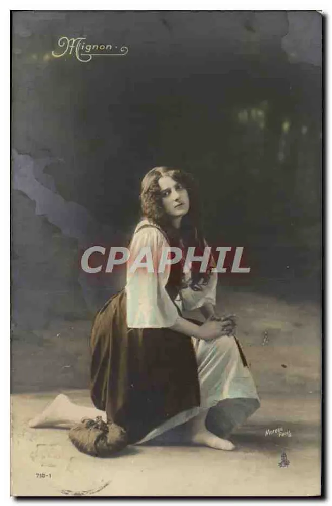 Sitzende Frau — dramatische Szene — Mignon, Serie 710-1, veröffentlicht von Raphael Tuck & Sons, Paris - Vorderseite