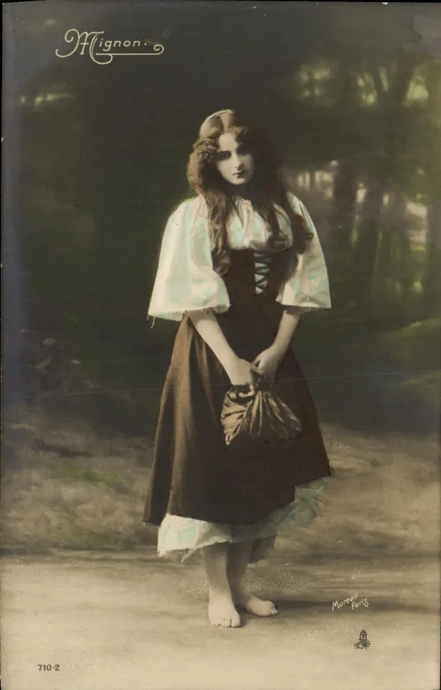 Junge Frau in Korsettrock — Studio Moreau — Serie 710-2, Verlag Mignonn, Paris - Vorderseite