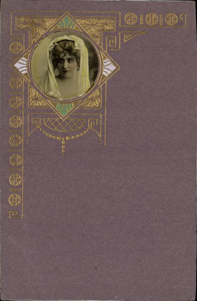 Junge Frau im Schleier — Art nouveau Stil — Verlag P, Seriennummer nicht sichtbar - Vorderseite
