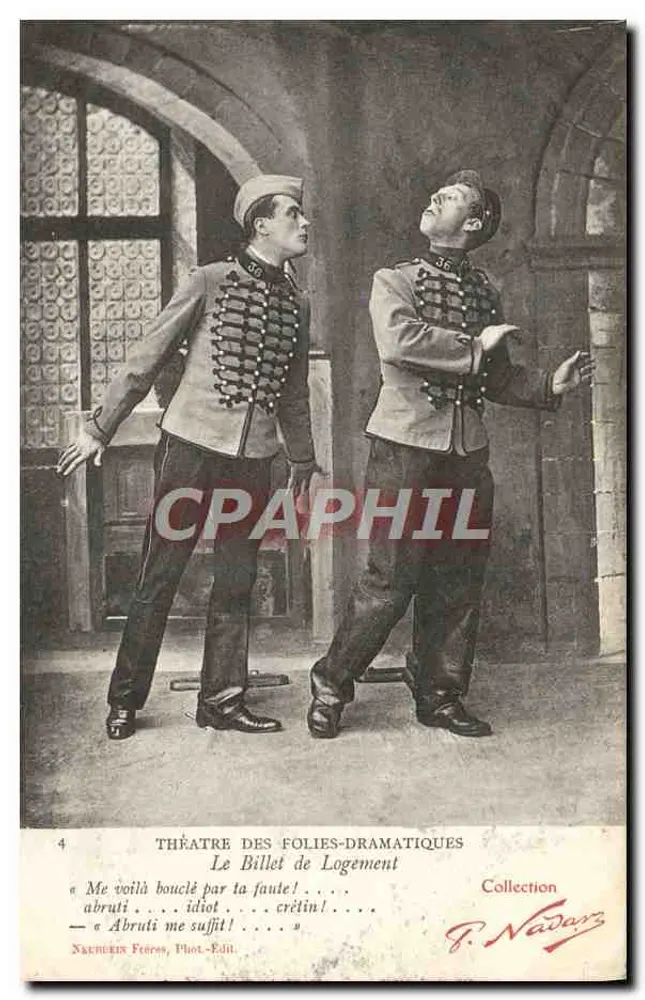 Zwei Soldaten auf der Bühne — Theater der Folies-Dramatiques — Sammlung J. Nadar — Nr. 4 - Vorderseite