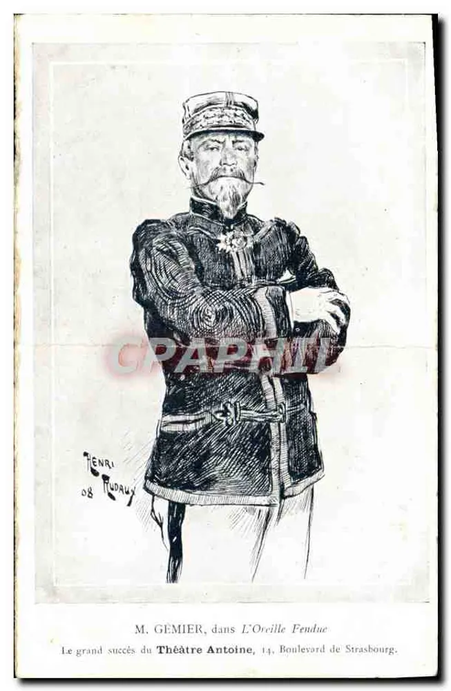 M. GEMIER in L'Orcille Fendue — karikaturisch signiert von Henri Rudruy, herausgegeben von IMP. GARJEANNE, PARIS - Vorderseite