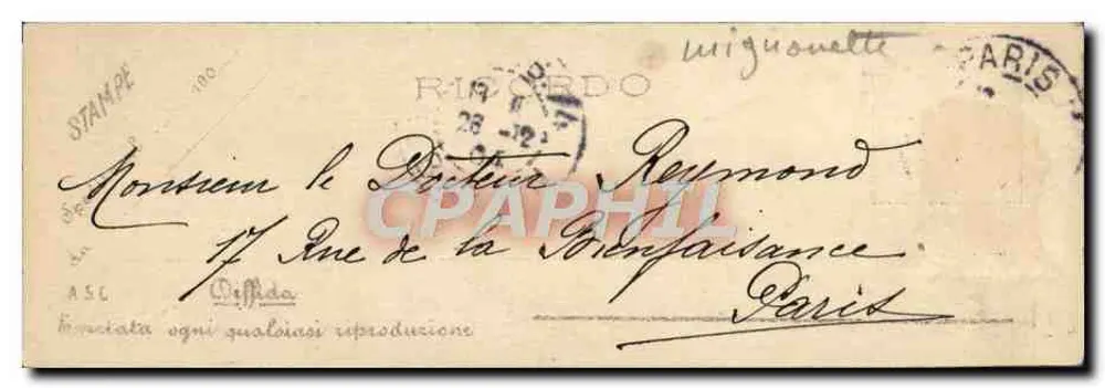 Frau in langer Robe und Cape — Paris — Verlag Ricordo, Nr. 100 - Rückseite