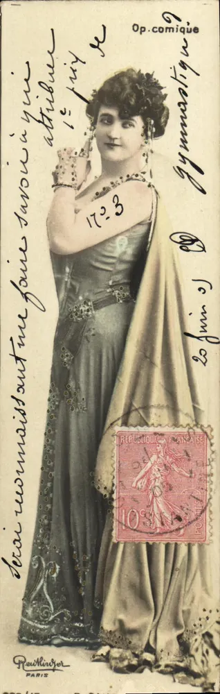 Femme en robe de scène — actrice de l'Opéra comique — éditeur Paulhinger, Paris - Vorderseite