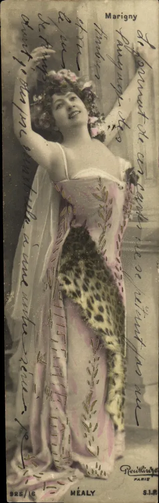 Tänzerin in Leopardmusterkleid — Marigny — veröffentlicht von Méaly, Paris - Vorderseite
