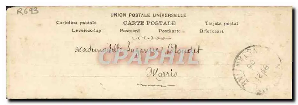 Fräulein — Thema: Frau in Kleid mit Pünktchen und Hut — Verlag: Renouvier, Paris - Rückseite