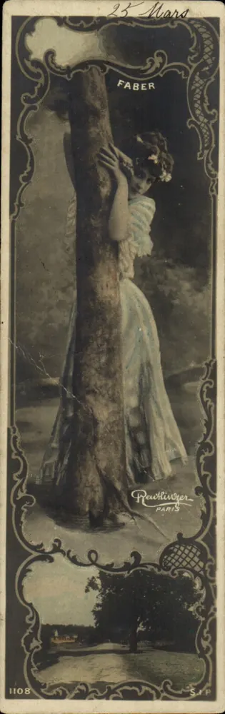 Frau am Fuße eines Baumes — Garten-Szene — Verlag Reuchlinger, Paris, Nr. 1108 - Vorderseite