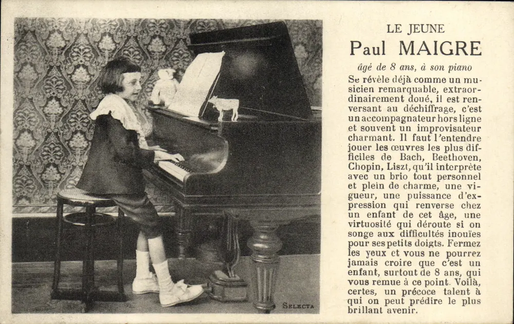 Der junge Paul Maigre — 8 Jahre alt, am Klavier — Verlag Selecta - Vorderseite