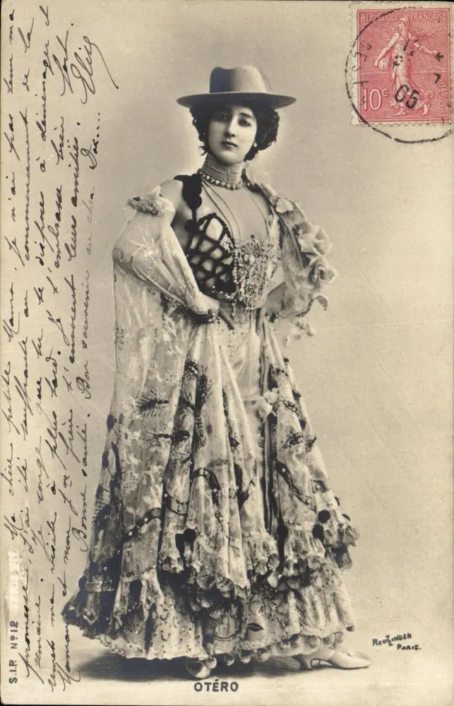 Frau in Theaterkleid — Otéro — Verlag Reutinger Paris - Vorderseite