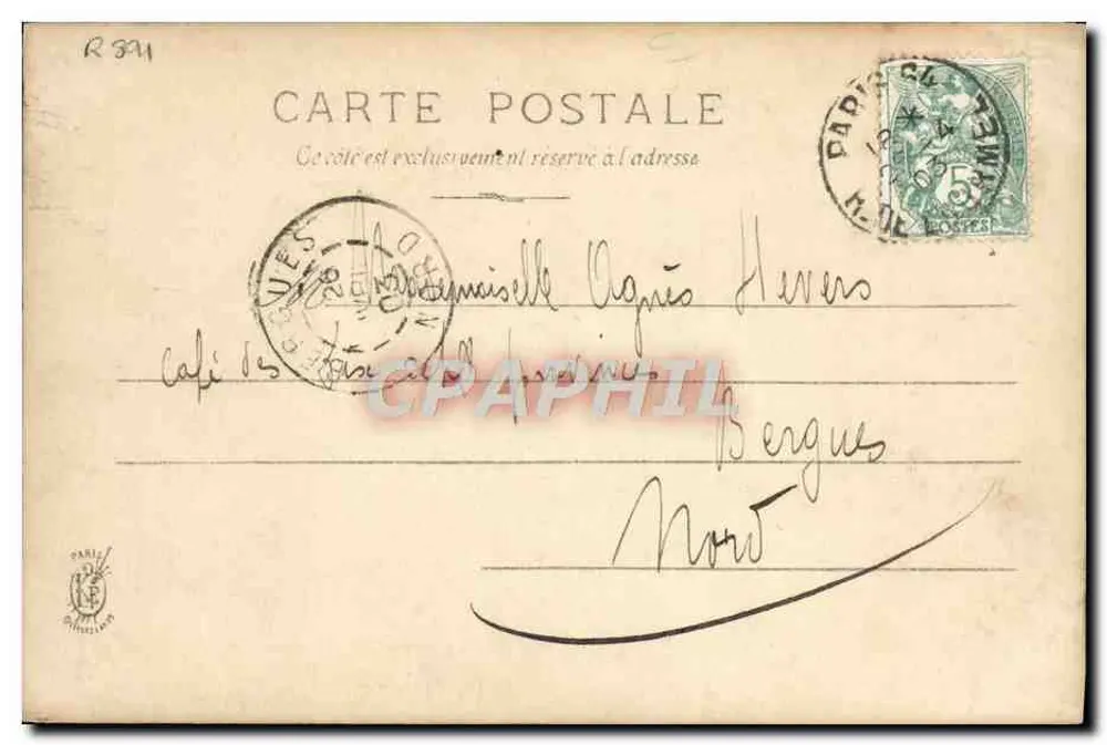 Frau in einem violetten Kleid und Schleier — S.I.P. Nr. 10, Serie 51 — Reutlinger Paris - Rückseite