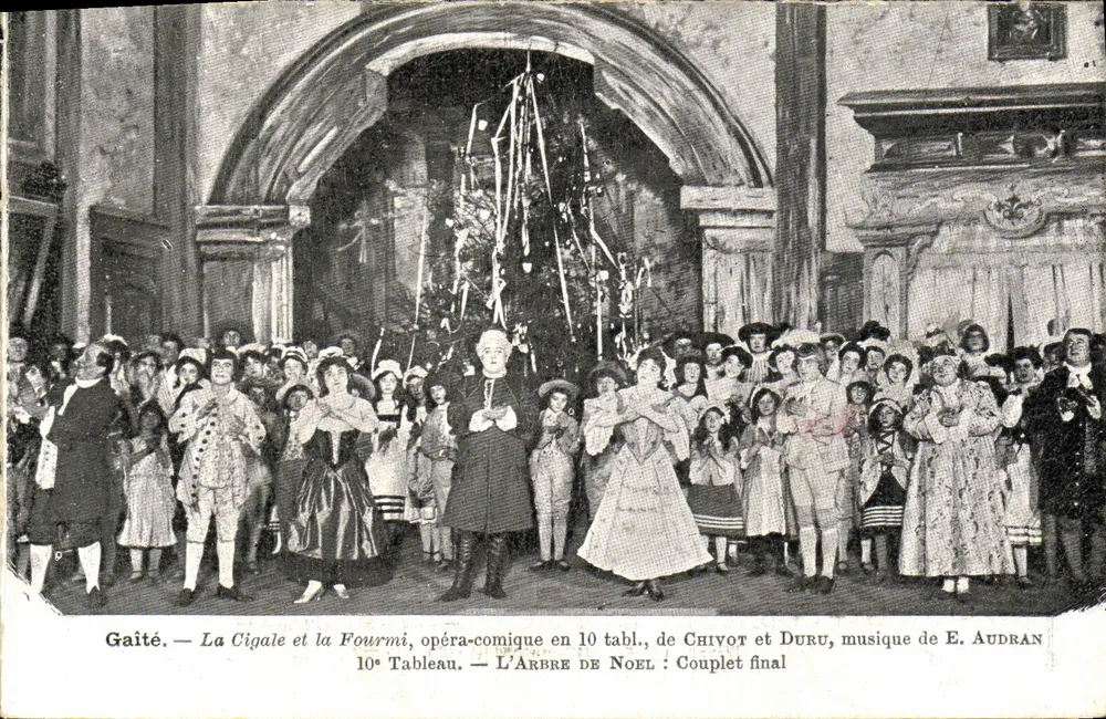 Freude — Die Heuschrecke und die Ameise, Operette in 10 Szenen, von Chivot und Duru, Musik von E. Audran — 10. Szene: Der Weihnachtsbaum: Finale - Vorderseite