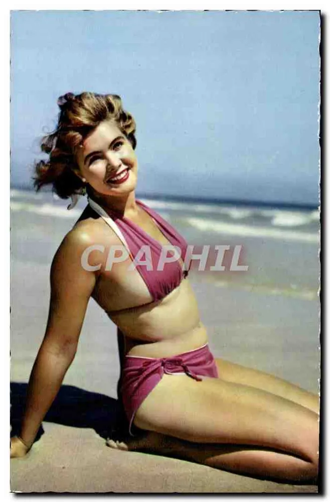 Mulher em maiô rosa — praia — editor Ganycolor, n° 201/4 - Frente