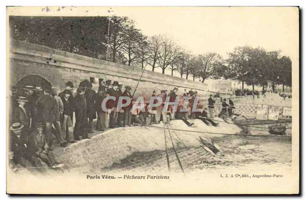 Paris Vécu — Pêcheurs Parisiens — L. J. & Cie, uitg., Angoulême-Paris - Voorkant