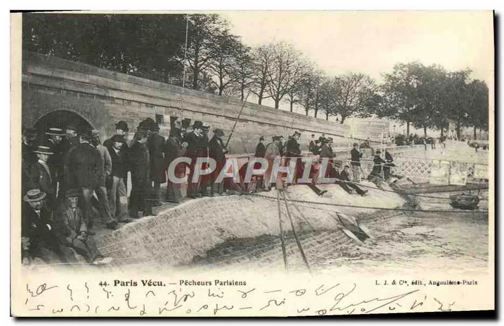 París Vécu — Pescadores Parisinos — L. J. & Cie, edit., Angoulême-París - Anverso