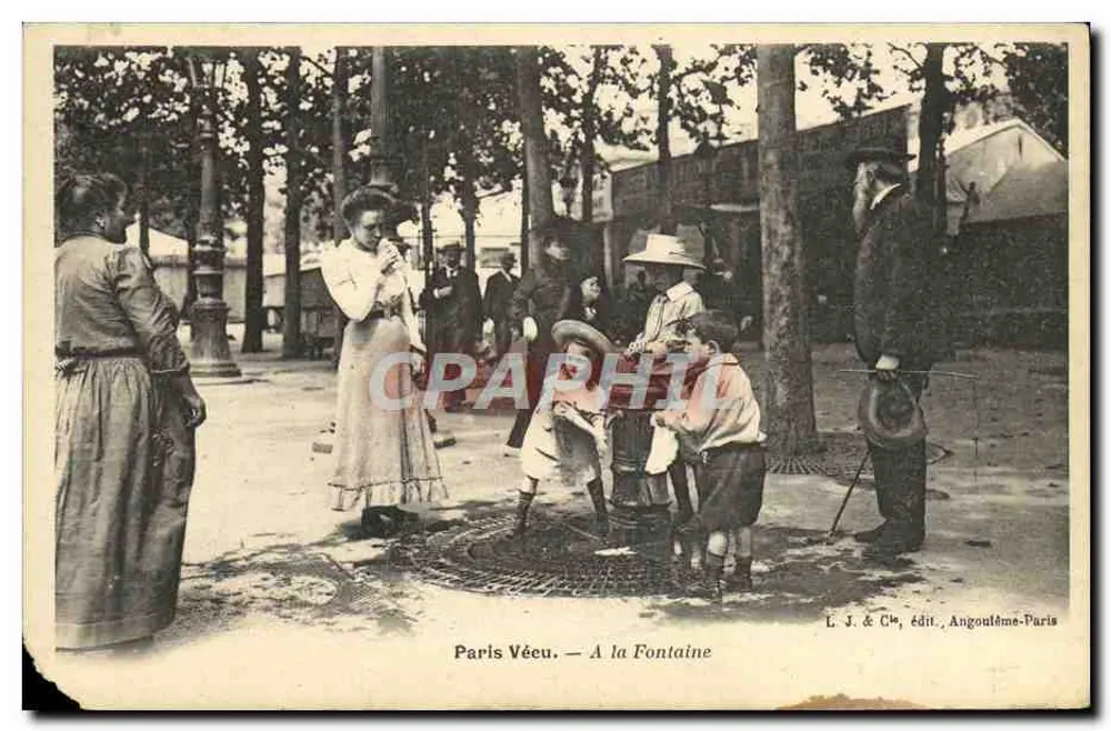 Paris Véçu — Bei der Fontaine — L. J. & Cie, Verlag Angoulême-Paris - Vorderseite